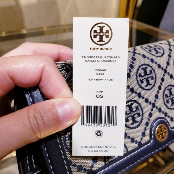 NEW!!!TORYBURCH T MONOGRAM JACQUARD WALLET CROSSBODY (NAVY) - Picture 8 of 8